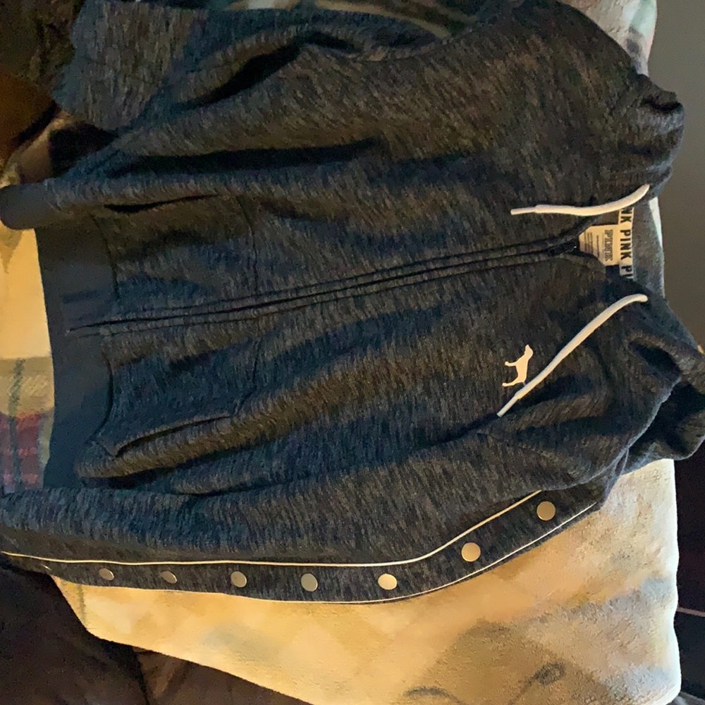 Grey pink Victoria’s Secret zip up button sleeve